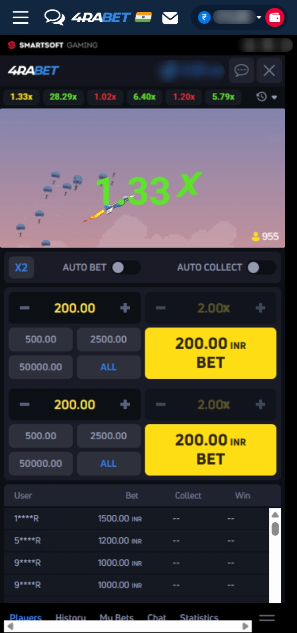 Collect your accumulated earnings before the jet bursts into flames in 4Rabet JetX.