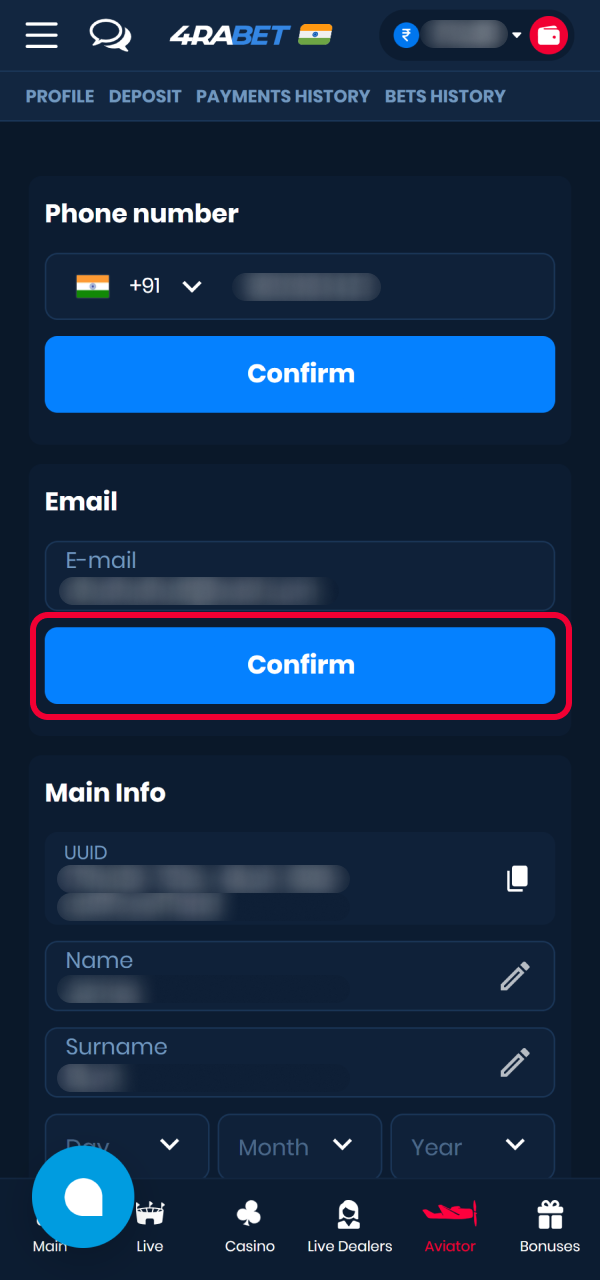 Send your utility bill statement to finalize your full 4Rabet Registration.