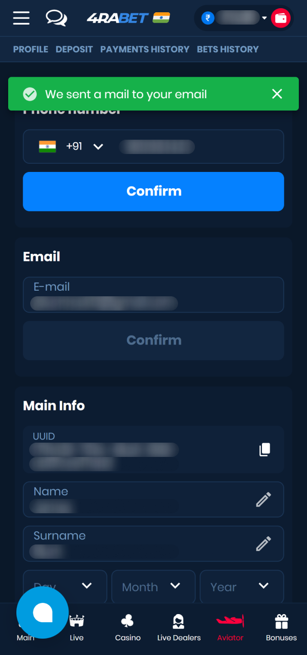 Allow the system security team to confirm your official 4Rabet Registration.