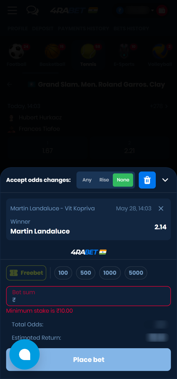 Confirm your final match forecast on the 4Rabet Tennis dashboard.