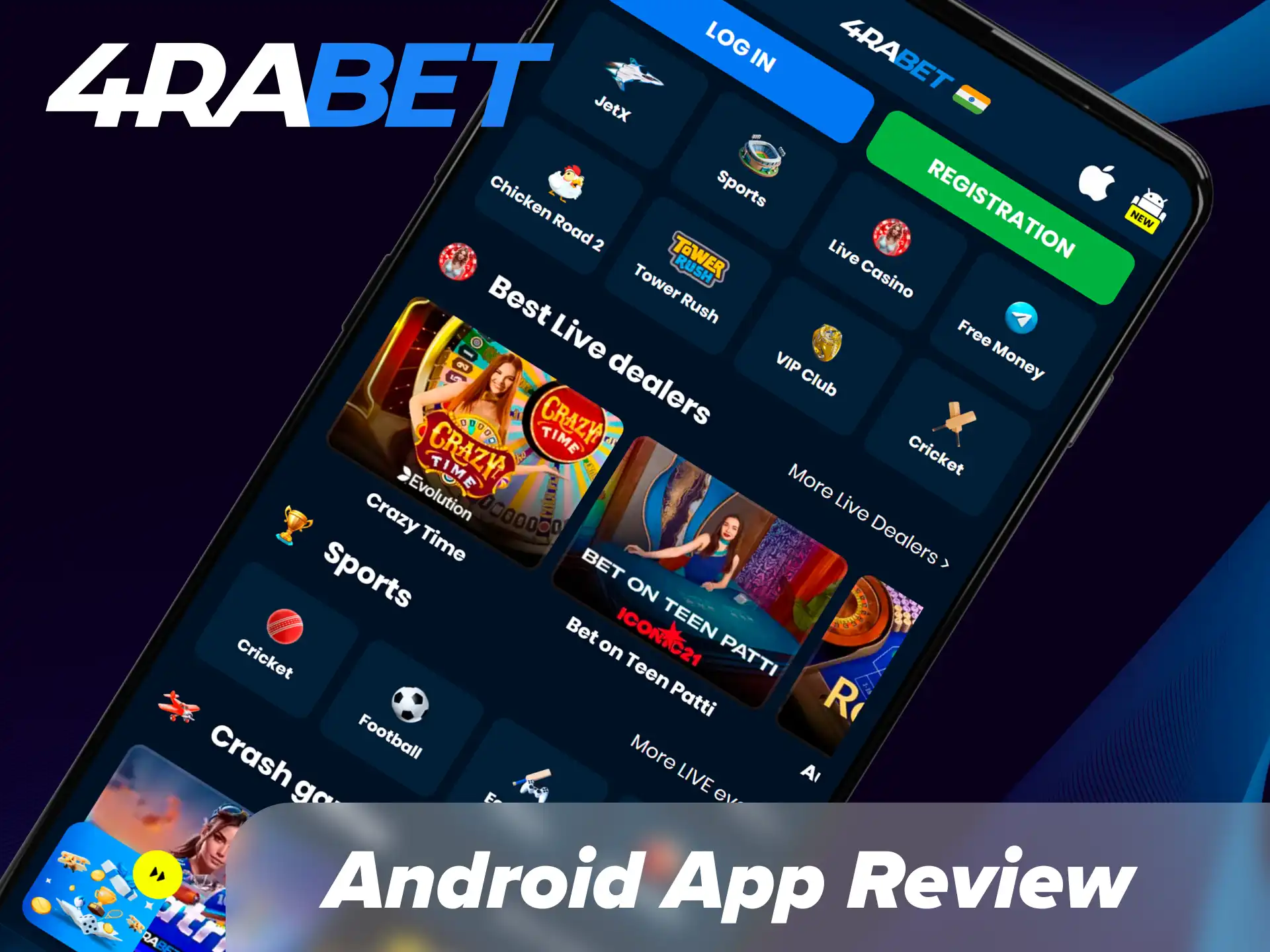 Download the official 4Rabet App Android APK file on your smartphone.