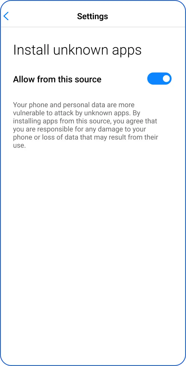Enable installations from unknown sources in your Android security settings.