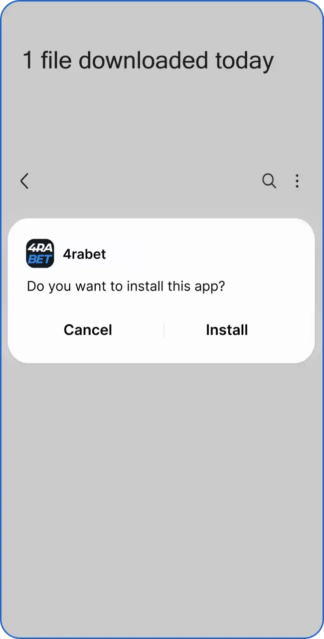 Download the official 4Rabet APK file directly from the website.