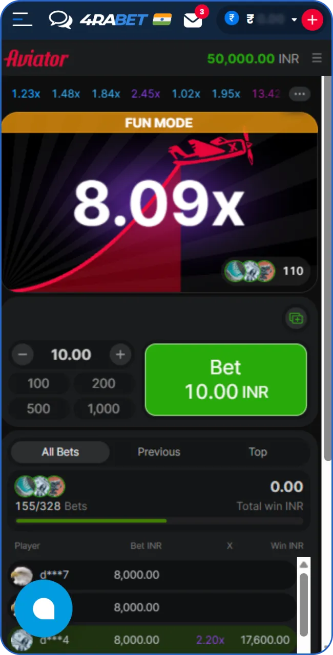 Log into your account and search for Aviator in the casino or crash games section.