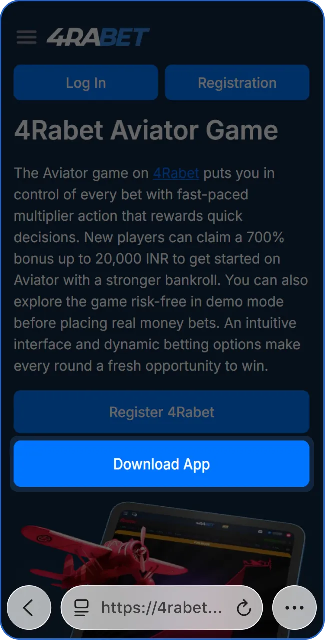 Launch the official 4Rabet website using the Safari browser on your iOS device.