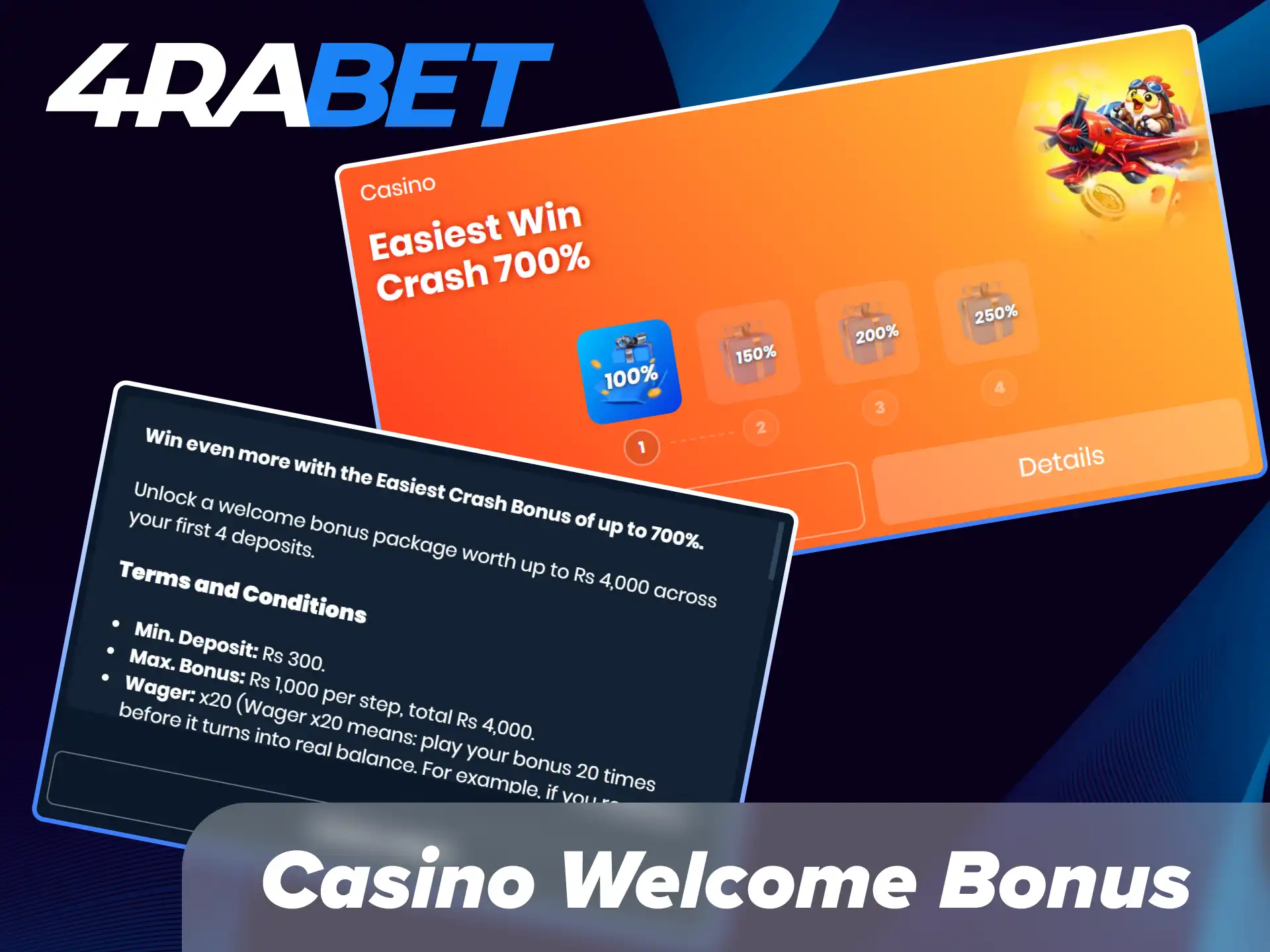 Boost your starting bankroll with a generous multi-deposit casino welcome bonus on 4Rabet India.