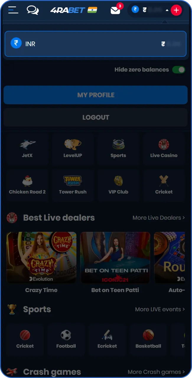 Verify the updated deposit balance in your wallet to start playing immediately.
