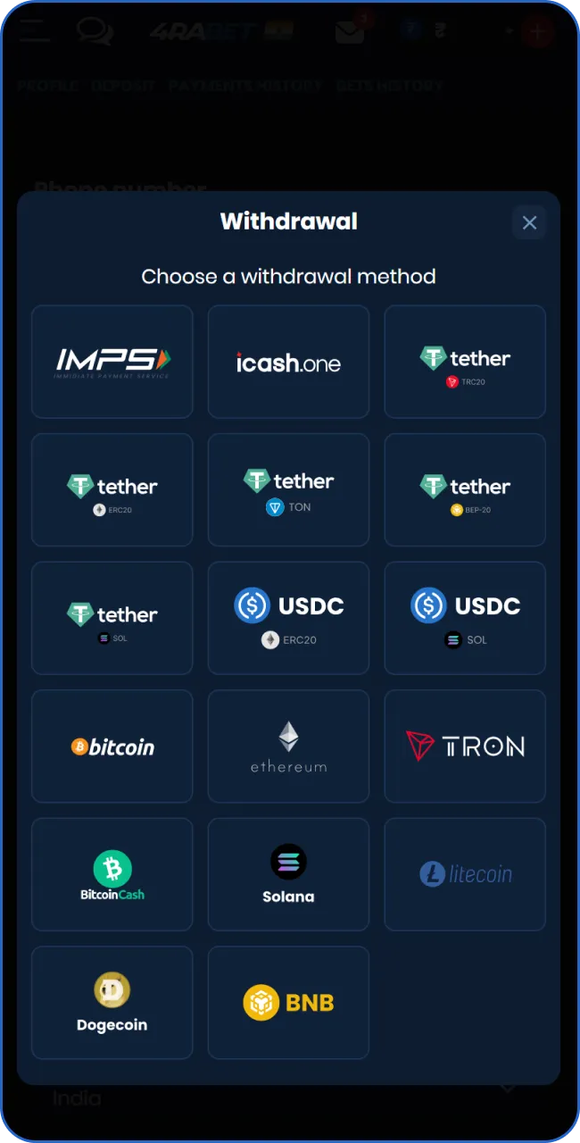 Choose your preferred withdrawal method, such as UPI, IMPS, or bank transfer.
